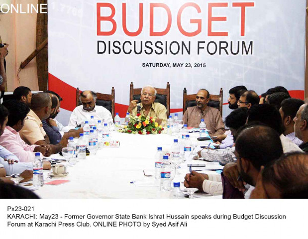 former state bank governor and dean iba dr ishrat hussain explaining to reporters about the budget photo online former state bank governor and dean iba dr ishrat hussain explaining to reporters about the budget photo online