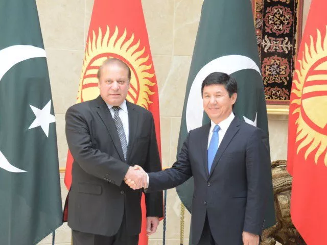 prime minister nawaz sharif shakes hands with prime minister of kyrgyztan sariev temir in bishkek kyrgyztan on may 21 2015 photo pid prime minister nawaz sharif shakes hands with prime minister of kyrgyztan sariev temir in bishkek kyrgyztan on may 21 2015 photo pid