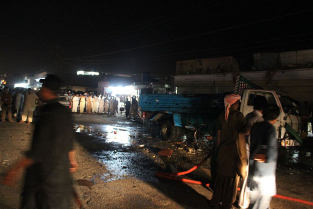 a vehicle damaged in the blast photo faraz khan express