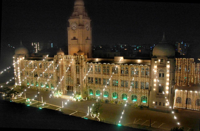 buildings decorated in connections with eid miladun nabi celebrations photo mohammad noman express buildings decorated in connections with eid miladun nabi celebrations photo mohammad noman express