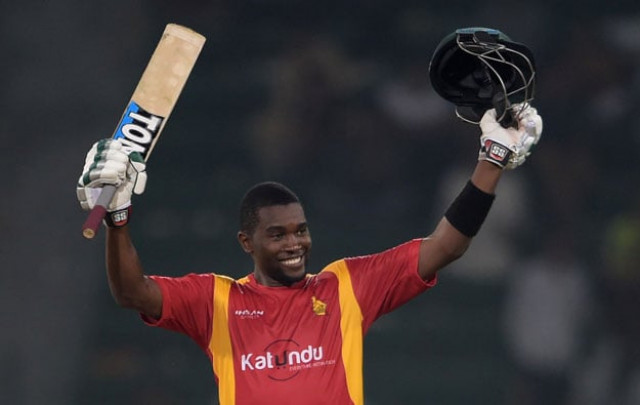 zimbabwe 039 s captain elton chigumbura celebrates after scoring 100 runs during the first one day international match between pakistan and zimbabwe at the gaddafi cricket stadium in lahore on may 26 2015 photo afp zimbabwe 039 s captain elton chigumbura celebrates after scoring 100 runs during the first one day international match between pakistan and zimbabwe at the gaddafi cricket stadium in lahore on may 26 2015 photo afp