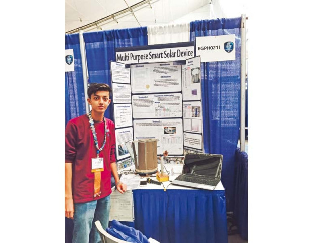 habab idress shows off his solar powered thermostat device at the intel international science and engineering fair in pittsburg photo express habab idress shows off his solar powered thermostat device at the intel international science and engineering fair in pittsburg photo express