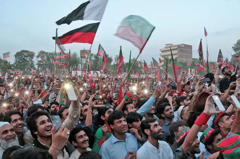 thousands gather in peshawar to show their support for pti leader imran khan photo muhammad iqbal express