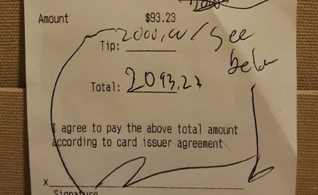 thank you for the gumbo he wrote on the bill photo yahoo thank you for the gumbo he wrote on the bill photo yahoo