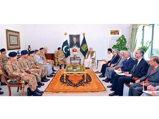 pm nawaz chairs a meeting of the top civil and military leadership at the pm house photo app