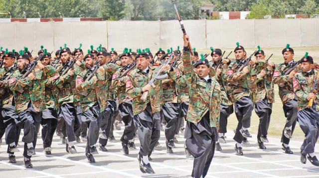 fc troops march during passing out parade in shabqadar fort on thursday photo app fc troops march during passing out parade in shabqadar fort on thursday photo app