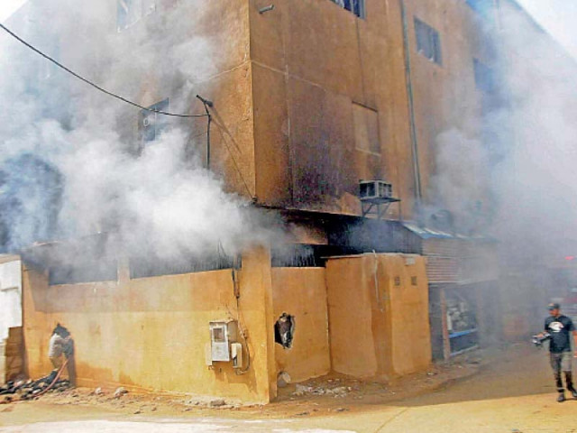 a blaze occurred at a dye factory in new karachi on friday six fire trucks were sent to douse it photo express a blaze occurred at a dye factory in new karachi on friday six fire trucks were sent to douse it photo express