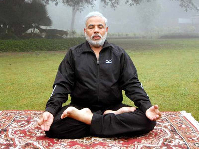 modi brings out the yogi in him