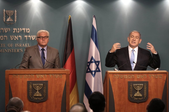 israeli prime minister benjamin netanyahu r and german foreign minister frank walter steinmeier give a joint press conference following a meeting on may 31 2015 in jerusalem photo afp israeli prime minister benjamin netanyahu r and german foreign minister frank walter steinmeier give a joint press conference following a meeting on may 31 2015 in jerusalem photo afp