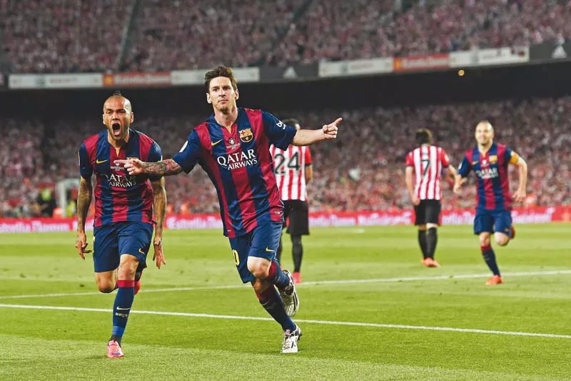 barca s lionel messi was once again the catalyst to his side s 3 1 win over athletic bilbao as he scored twice in the copa del rey final photo afp barca s lionel messi was once again the catalyst to his side s 3 1 win over athletic bilbao as he scored twice in the copa del rey final photo afp