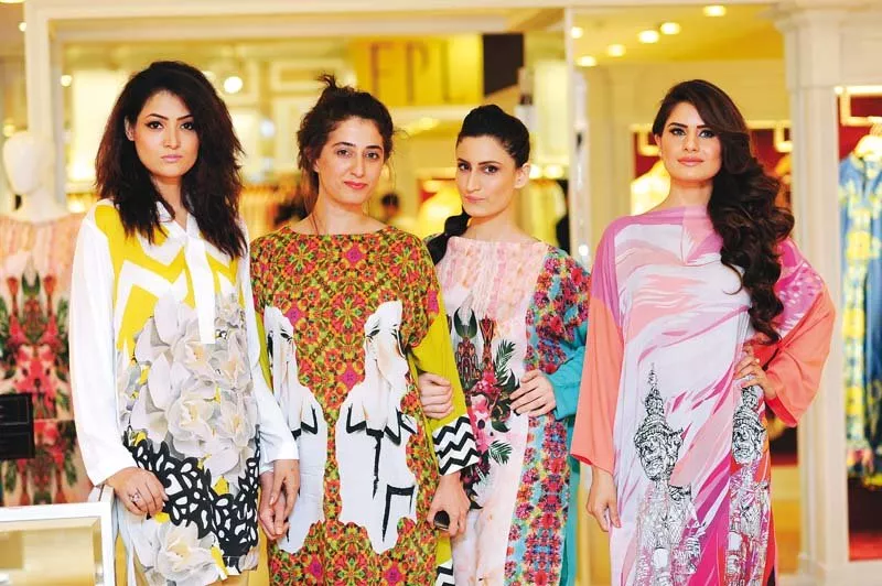 the digital prints collection consisted of two piece suits comprising of a shirt and a dupatta photo publicity the digital prints collection consisted of two piece suits comprising of a shirt and a dupatta photo publicity