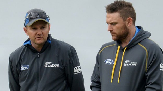 new zealand coach mike hesson left and captain brendon mccullum photo reuters