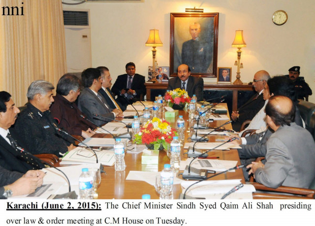sindh chief minister qaim ali shah chairing a meeting on law and order in karachi on tuesday photo nni sindh chief minister qaim ali shah chairing a meeting on law and order in karachi on tuesday photo nni