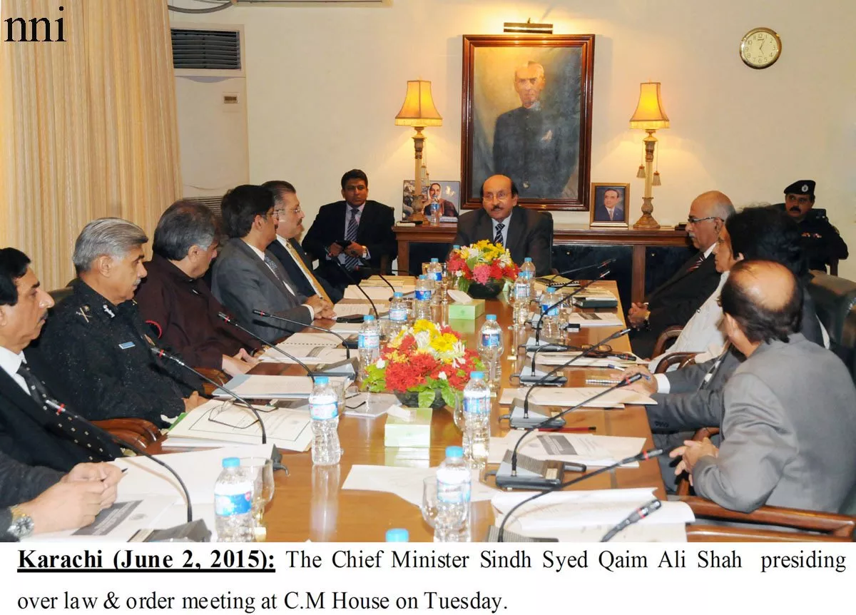 sindh chief minister qaim ali shah chairing a meeting on law and order in karachi on tuesday photo nni sindh chief minister qaim ali shah chairing a meeting on law and order in karachi on tuesday photo nni