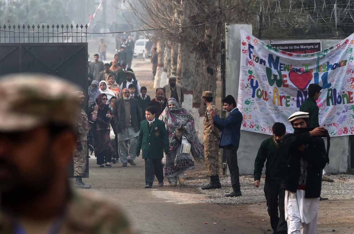 students at the army public school in peshawar which was attacked in december 2014 leaving over 140 people   mostly children   dead photo afp