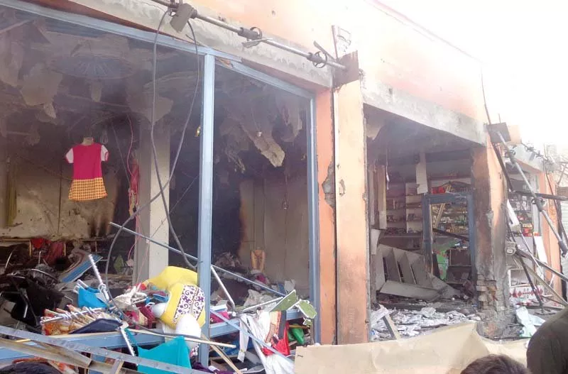 the ied went off around 4am in the morning and destroyed four shops completely photo inp the ied went off around 4am in the morning and destroyed four shops completely photo inp