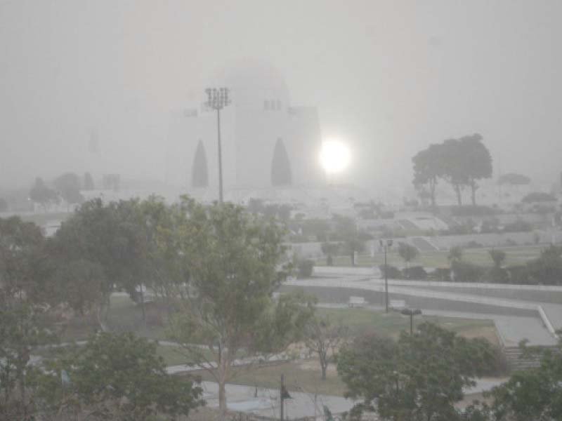 strong winds followed by a dust storm enveloped karachi on wednesday evening photo inp