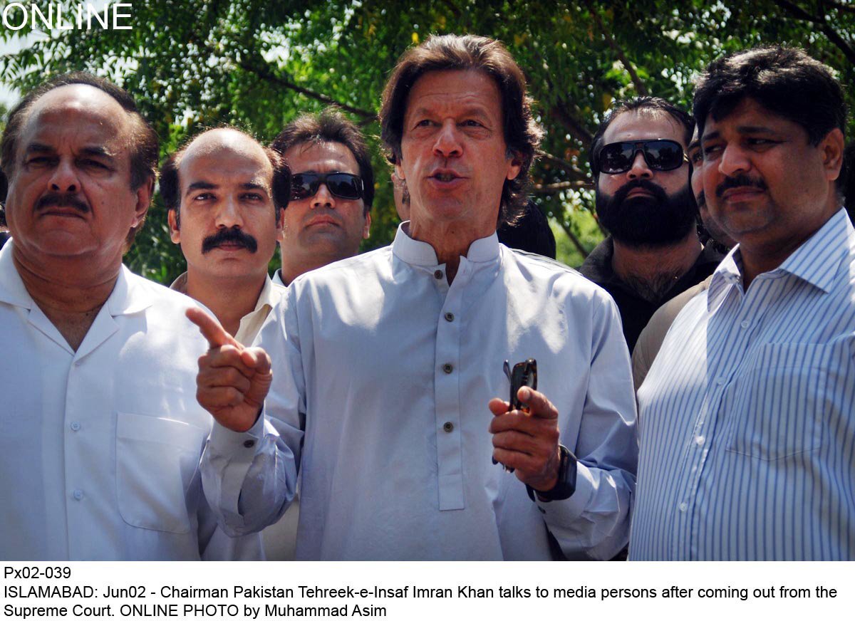 chairman pti imran khan talks to media persons outside supreme court photo online