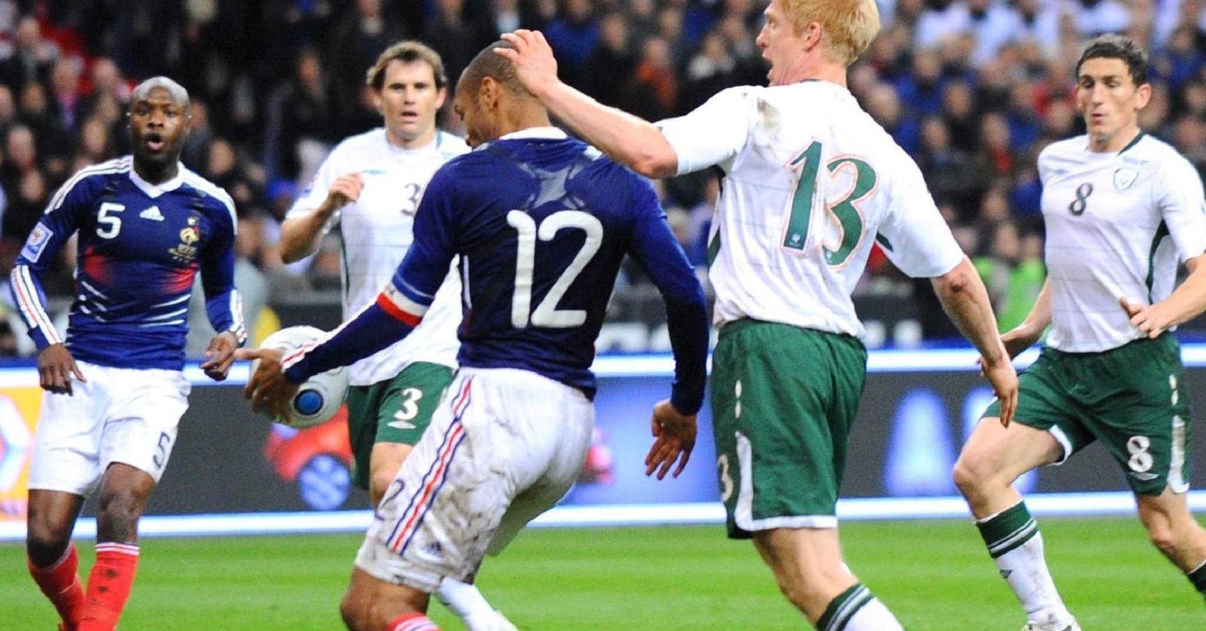 a file photo of thierry henry handling the ball against ireland photo afp