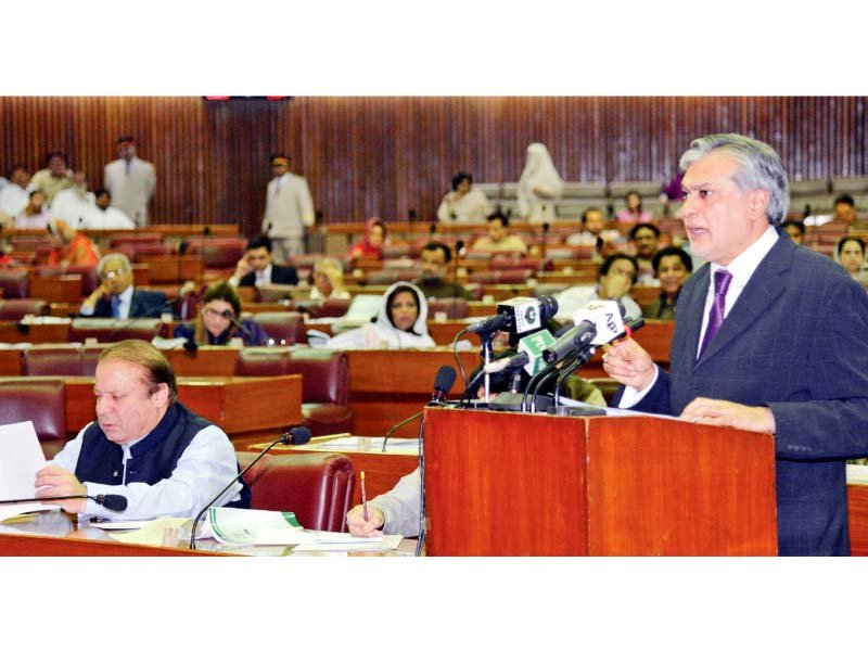 finance minister ishaq dar presents the annual budget photo afp