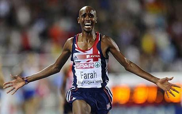 man of the mo ment mo farah celebrates his second gold medal in barcelona photo afp