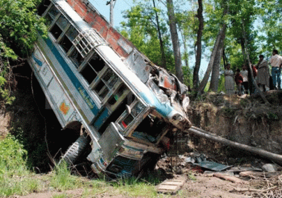 15 passengers injured as bus overturns in haripur