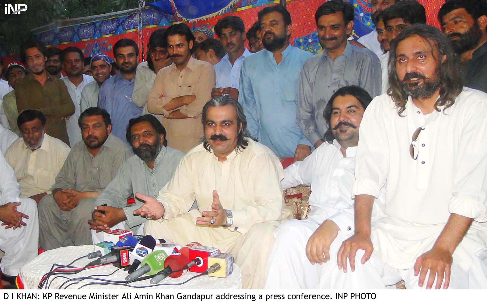 ali amin gandapur addressing a press conference photo inp file