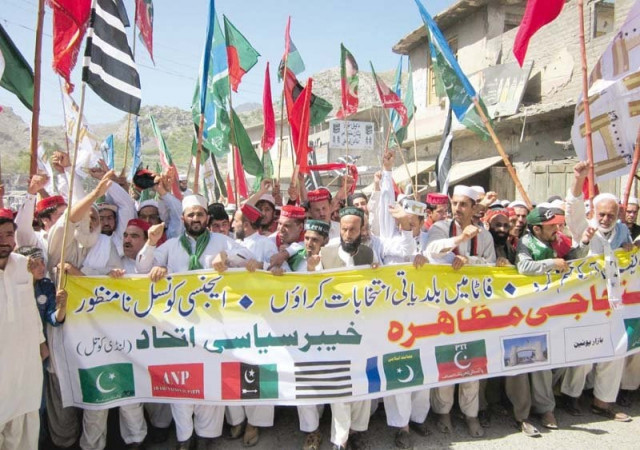 members of khyber political alliance take out a rally in landikotal photo ppi members of khyber political alliance take out a rally in landikotal photo ppi