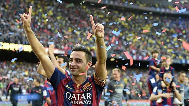 barcelona 039 s midfielder xavi hernandez after beating juventus photo afp