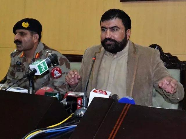 balochstan home minister mir sarfraz bugti addressing a press conference in quetta photo online file balochstan home minister mir sarfraz bugti addressing a press conference in quetta photo online file