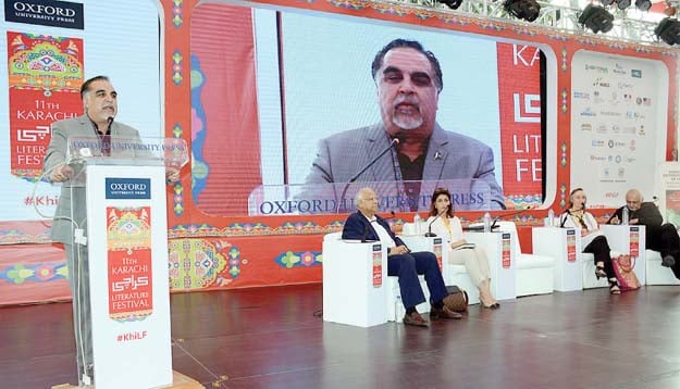 Sindh Governor Imran Ismail and other speakers at KLF discuss reasons that led to the creation of Bangladesh and stressed not to repeat the mistakes of the past. PHOTO: APP