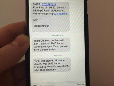 in sweden blood donors now receive a thank you text when their donation saves a life
