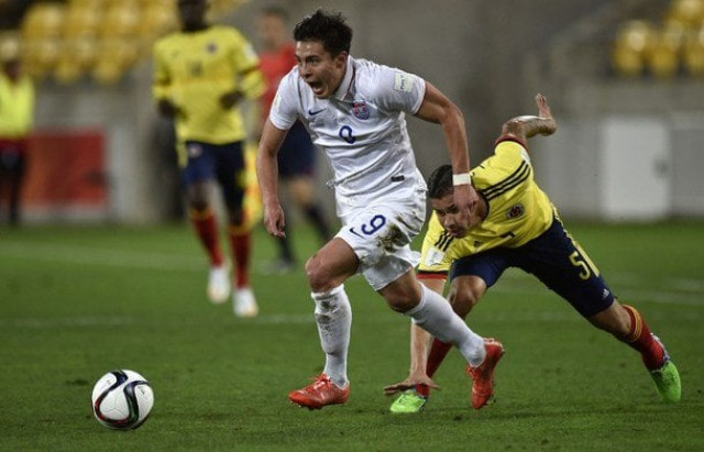 rubio rubin of the us controls the ball against colombia during their fifa under 20 world cup round of 16 football match at wellington regional stadium in wellington on june 10 photo afp