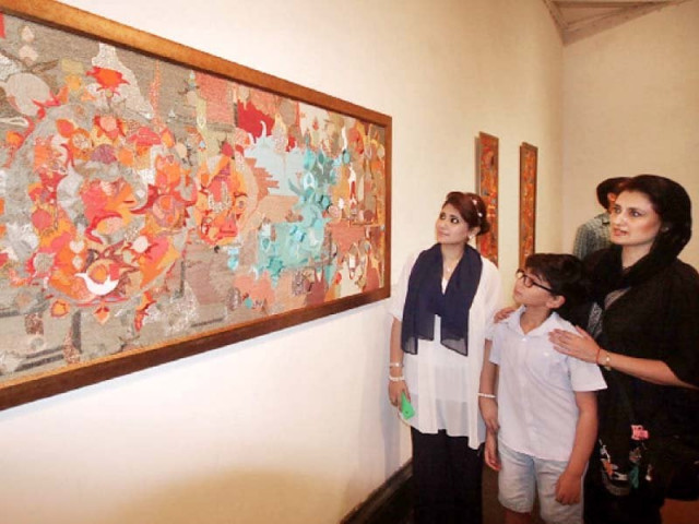 raja has displayed 11 of her textile designs at the zahoor ul akhlaq gallery photo abid nawaz express raja has displayed 11 of her textile designs at the zahoor ul akhlaq gallery photo abid nawaz express