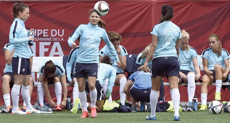the france team trains for its clash against mexico going into the clash high on confidence after a 1 0 win over rivals england photo afp