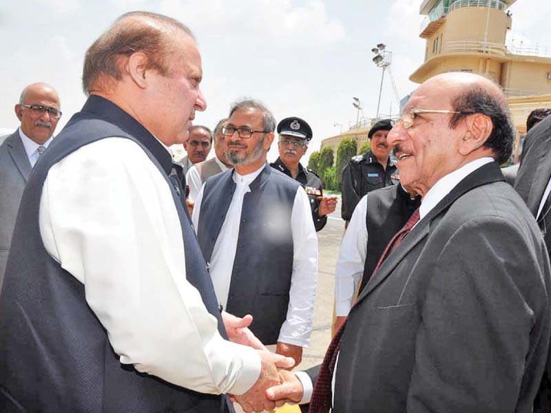 sindh cm receives pm nawaz sharif at the airport photo online