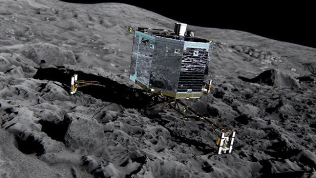 this file picture released by the european space agency on december 20 2013 of an artist 039 s impression of rosetta 039 s lander philae front view on the surface of comet 67p churyumov gerasimenko photo afp this file picture released by the european space agency on december 20 2013 of an artist 039 s impression of rosetta 039 s lander philae front view on the surface of comet 67p churyumov gerasimenko photo afp