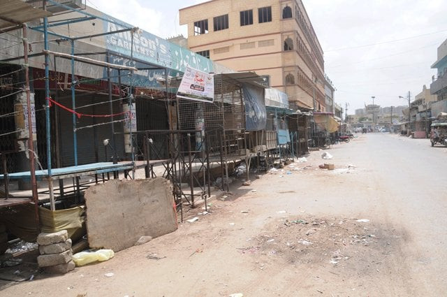 markets are closed in karachi on sunday due to strike called by mqm photo mohammad noman express markets are closed in karachi on sunday due to strike called by mqm photo mohammad noman express