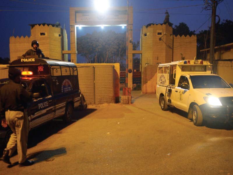 security has been beefed up at the karachi jail with a bomb proof external wall in the making cctv cameras and mobile phone jammers installed and check points formed the authorities plan to extend such measures across all the jails in the province photo file