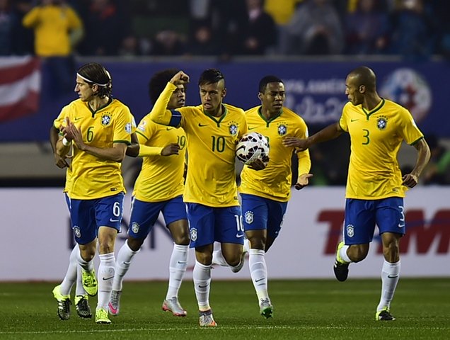 brazil 039 s forward neymar celebrates after scoring against peru during their 2015 copa america football championship match in temuco chile on june 14 2015 photo afp