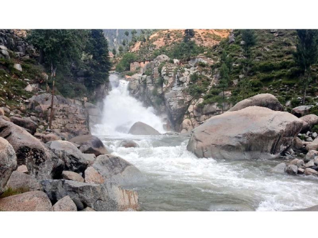 the lamchar waterfall flows in all its glory in the upper dir area photo sherinzada express the lamchar waterfall flows in all its glory in the upper dir area photo sherinzada express