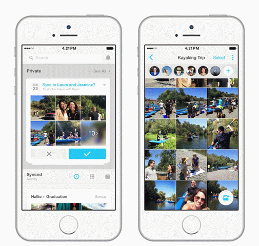 the new application allows users to create groups that sync photos to friends photo daily mail