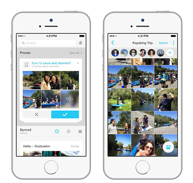 the new application allows users to create groups that sync photos to friends photo daily mail