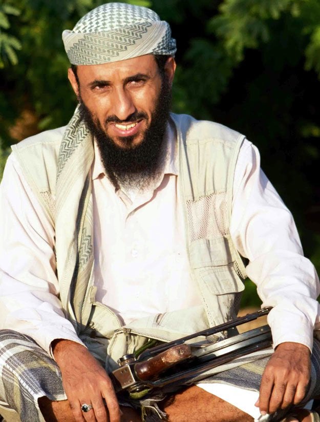 a file picture taken on april 28 2012 shows al qaeda in the arabian peninsula aqap chief nasser al wuhayshi wahishi in the militant stronghold town of jaar in yemen 039 s southern abyan province photo afp