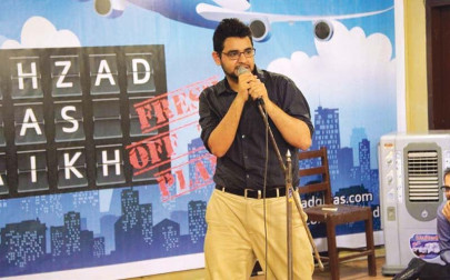 off the plane on to the stage