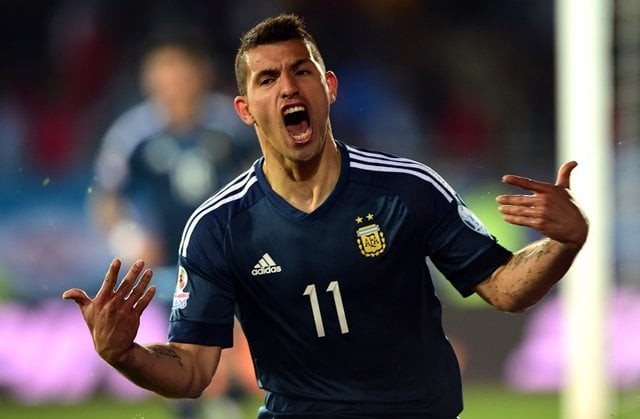 argentina 039 s forward sergio aguero celebrates after scoring against uruguay during their 2015 copa america football championship match in la serena chile on june 16 2015 photo afp argentina 039 s forward sergio aguero celebrates after scoring against uruguay during their 2015 copa america football championship match in la serena chile on june 16 2015 photo afp