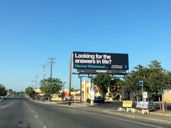 handout photo of billboard sponsored by the islamic circle of north america photo reuters