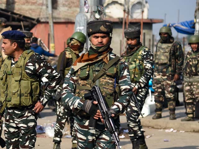 indian forces patrol the site of grenade blast in srinagar photo getty