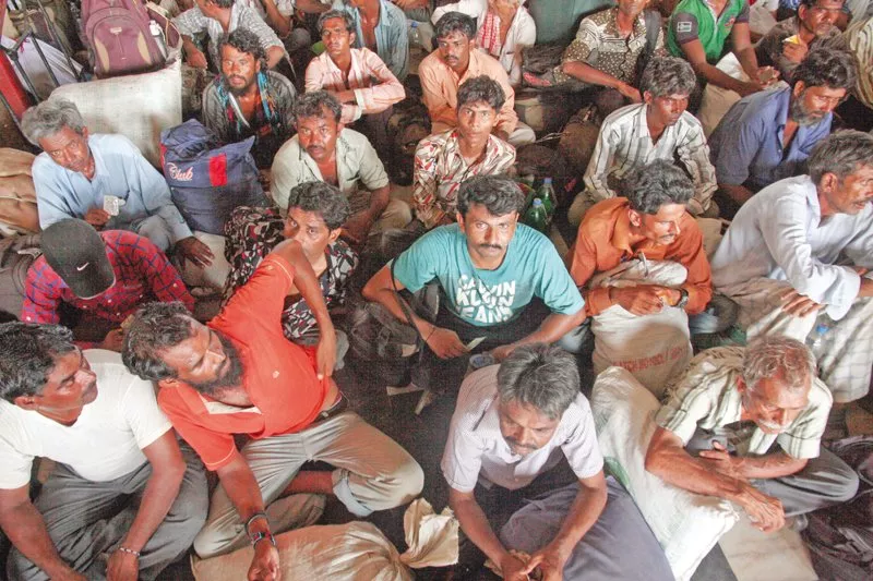 freed indian fishermen wait for transport at landhi jail photo athar khan express freed indian fishermen wait for transport at landhi jail photo athar khan express