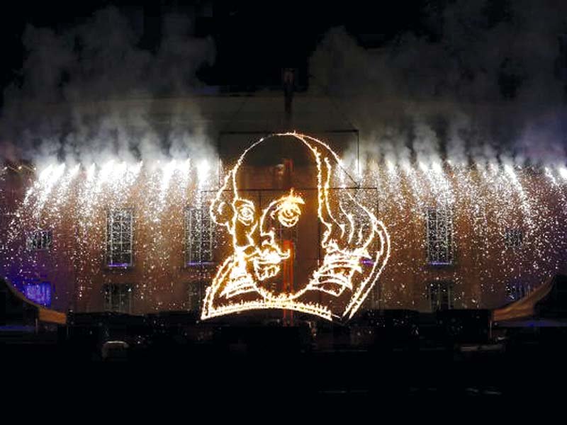 a flaming depiction of william shakespeare is seen during a firework display at the royal shakespeare company in stratford upon avon southern england photo reuters